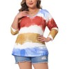 Agnes Orinda Women's Plus Size Tie Dye V-Neck Long Sleeve Casual Outfits T-shirts - 2 of 4