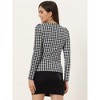 Allegra K Women's Round Neck Long Puff Sleeves Knit Plaid Top - 3 of 4