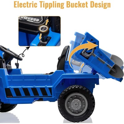 Blue 12V Kids Ride On Dump Truck with Remote Control