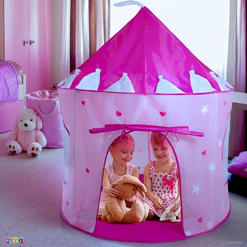 Play Tent Princess Pink Castle Glowing in the Dark Stars - Portable Kids Play Tent Fordable Into a Carrying Bag for Outdoor and Indoor Use - Play22usa, 4 of 14