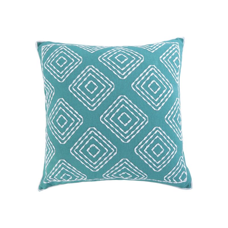 Del Ray Teal Crewel stitch Decorative Pillow - Levtex Home, 1 of 5
