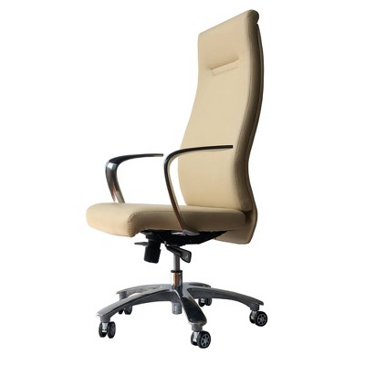 Executive Leatherette Office Swivel Chair with Casters Beige/Chrome - The Urban Port