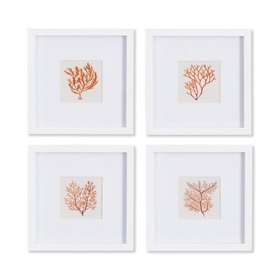Plum & Post Branch Coral Petite Prints, Set Of 4
