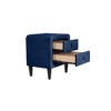 Poundex,2-Drawer Velvet Upholstered Nightstand - 3 of 4