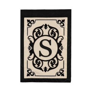 Evergreen Flag Cambridge Chic Letter S Monogram Applique Garden Flag - 12.5" Wide x 18" High - 1 of 4