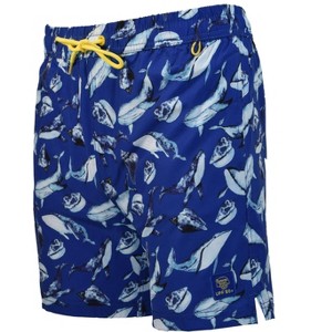 Banana Boat UPF50+ Boy's Whale Print Bathing Suit 4-Way Stretch | Royal or Aqua - 1 of 3