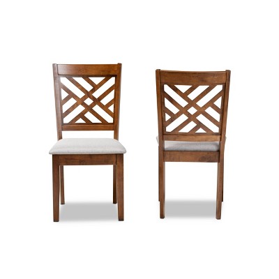 Caron Contemporary Grey Fabric and Walnut Wood Dining Chair Set