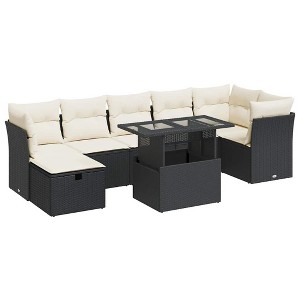 vidaXL Garden Sofa Set Black - 1 of 4