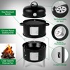 KTMBDW Vertical Steel Charcoal Smoker, Heavy Duty Double Layer Round BBQ Grill for Outdoor Cooking, Black - 4 of 4