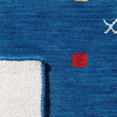Blue Hand-Knotted Wool 8' x 10' Striped Area Rug