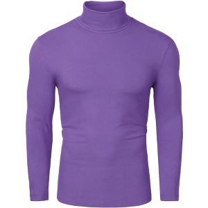 Lars Amadeus Men's Slim Fit Long Sleeve Pullover Solid Turtleneck