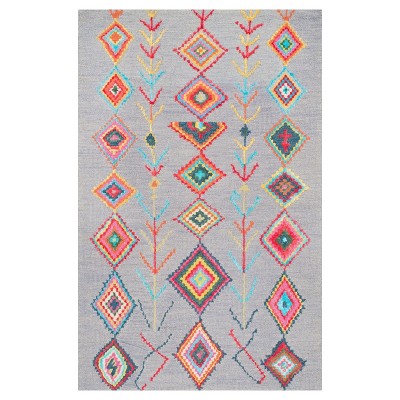 Handmade Gray Wool and Viscose Bohemian Accent Rug, 3' x 5'