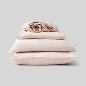 Fabdreams 100% Organic Linen 3-Piece Sheet Set- Stonewashed Finish - 1 of 4