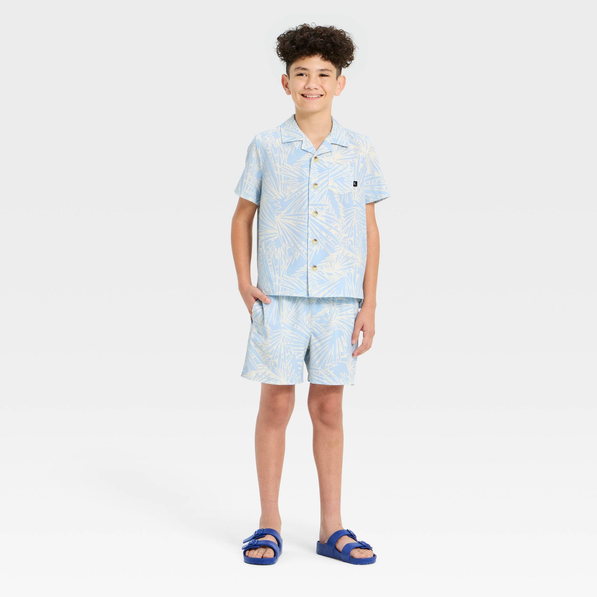 Boys' Palm Printed Swimwear Sets - art class™ Light Blue S
