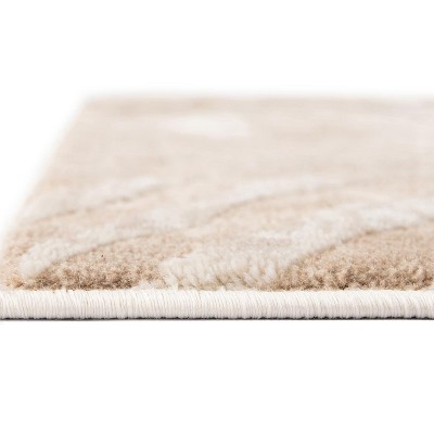 Ivory Beige Abstract Easy-Care Rectangular Rug