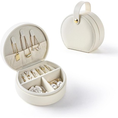 Small Travel Jewelry Case, Portable Jewelry Organizer Box for Necklace Rings Earrings