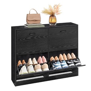 3-Door Flip Shoe Storage Cabinet with Adjustable Shelves, Holds 16-28 Pairs, Space-Saving Organizer, 9.4x41.5x32.6 Inches - 1 of 4