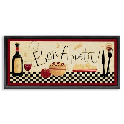 Stupell Industries Bon Appetit Traditional Kitchen Black Framed Floater Canvas Wall Art
