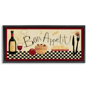 Stupell Industries Bon Appetit Traditional Kitchen Black Framed Floater Canvas Wall Art - 1 of 4