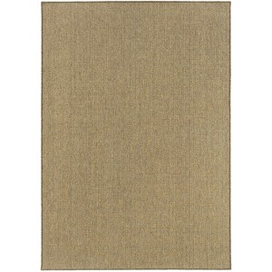 Captiv8e Designs Kokomo Textured Basket Weave Solid Tan Indoor/Outdoor Rug - 1 of 4