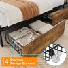 ODK Large Storage Bed Frame, Platform Bed Frame with Upholstered Headboard & Socket, Wood Slats Support, No Box Spring Needed, Easy Assembly - 4 of 4