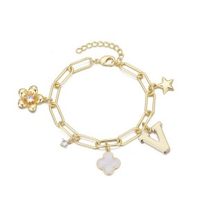 Adornia 14k Yellow Gold Plated Initial Chunky Charm Bracelet - 1 of 1
