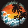 Men's Design By Humans Tropical Waves By clingcling T-Shirt - 2 of 4