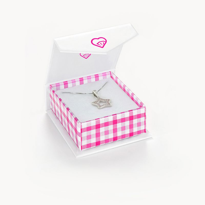 Girls' Open Pink CZ Star Sterling Silver Necklace - In Season Jewelry, 4 of 5