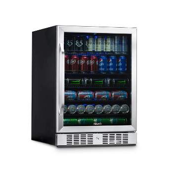 Newair 24" Built-in 177 Can Beverage Fridge in Stainless Steel with Precision Temperature Controls, Compact Drinks Cooler, Bar Refrigerator