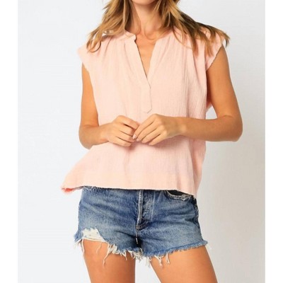 Women's Best-loved Frayed Muscle Gauze Tank - OLIVACEOUS