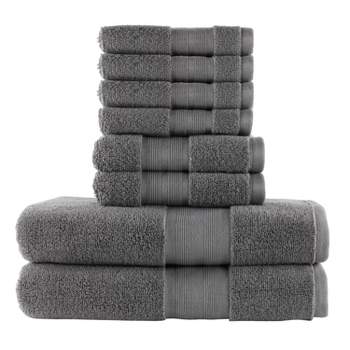 8pc 100% Organic Cotton Bath Towel Set Gray - Made Here