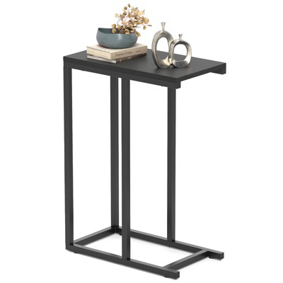 Tangkula C-shaped End Table Modern Sofa Side Table with Adjustable Foot Pads