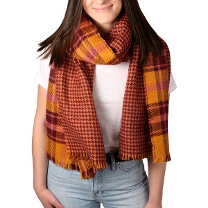 Pavilion Gift Company - Apricot Sunset - 74.5" x 25.5" Plaid Scarf - Sweaters and Shawls - 1 of 4