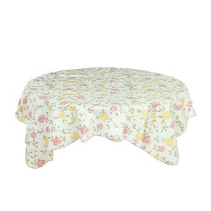 PiccoCasa Vinyl Water Oil Resistant Bi-color Rose Printed Tablecloths  53" x 53" 1 Pc - 1 of 3