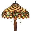 Warehouse Of Tiffany 16" x 16" x 25" Tiffany Style Table Lamp Amber/Brown: ETL Listed, Stained Glass Shade, Metal Body - 2 of 3