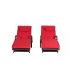 NicBex Patio Lounge Chair Set of 2, Outdoor Wicker Reclining Chair with Cushion, 150°Lay Flat Sun Lounger for Lawn, Beach, Poolside, Garden, Red - 2 of 4