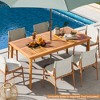 Tangkula Outdoor Acacia Wood Dining Table for 6 People 67” x 35” Rectangular Patio Bistro Table with Built-in Umbrella Hole Picnic Table for Porch - 4 of 4