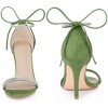 Perphy Women's Rhinestone Round Open Toe Ankle Tie Stiletto Heels Sandals - 2 of 3