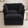 Whisen Chenille Armchair Sofa with Movable Ottoman, Wide Seat, Curved Armrests and Soft Pillows - 3 of 4