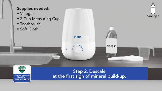 Vicks Filter Free Plus Cool Mist Ultrasonic Humidifier - 1.2gal, 2 of 15, play video
