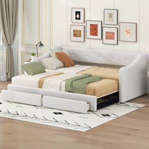 Daybed - Modern Upholstered with Storage Drawers for Guest Room Adjustable Twin to King - 3irtyhousy - 1 of 4