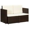 vidaXL Sofa Brown, Cream White PE Rattan, Steel, Foam, Polyester 2-Seater - 2 of 4