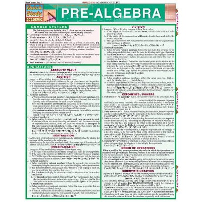 Pre-Algebra - (Quickstudy: Academic) by  S B Kizlik (Poster)