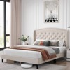 homfan Upholstered Bed Frame, Wingback Headboard, Velvet Platform Bed, Button Tufted Design, No Box Spring Needed - 2 of 4