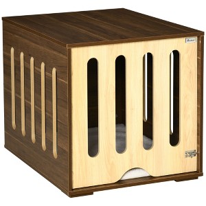 PawHut Furniture Style Dog Crate End Table with Soft Cushion, Removable Door Panel, Safety Lock, Indoor Use, for Small & Medium Dogs, Brown - 1 of 4