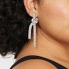 Cubic Zirconia Rhinestone Chain Knot Earrings - Silver: Brass Linear Post Earrings, 3.2 Length, 0.02 Weight - 2 of 3