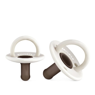 Image of Lulababe Pacifer - Set of Soft Two Tone Pacifier for Newborns Infants and Babies (0-12 Months) - Mocha + Sugar Swizzle, Stage 1: 0-12m