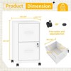 Munora - 2-Drawer Mobile File Cabinet with Lock - Rolling Steel Storage for Letter/Legal/A4 Files - White - 3 of 4