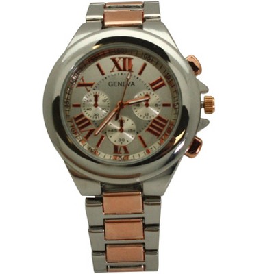 OLIVIA PRATT BOLD BEZEL 3-DIAL METAL WATCH