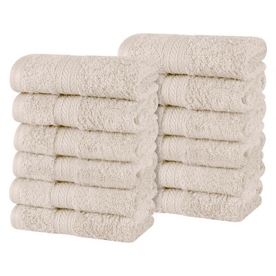 Cotton Plush Soft Highly-Absorbent Heavyweight Luxury Face Towel Washcloth Set of 12 by Blue Nile Mills